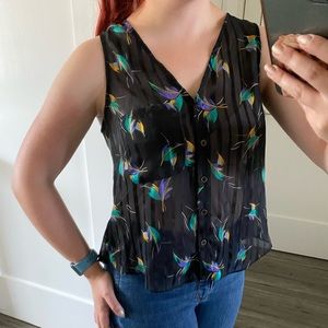 Sheer tulip-back tank top